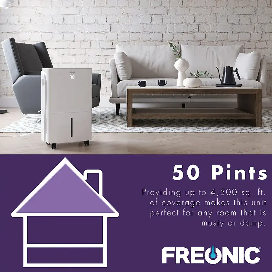 Alt View 16. Freonic - Energy Star 50 Pint Dehumidifier - White.