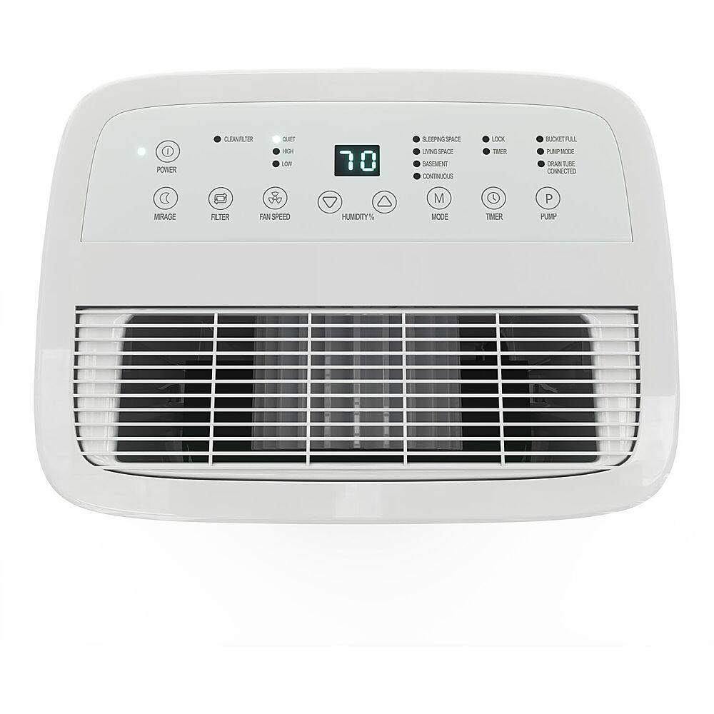 Left View: Freonic - 50 Pint Dehumidifier | LED Display | Auto Shut-Off | Bathroom, Basement, Bedroom, and Rooms up to 4,500 Sq. Ft. - White