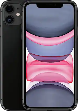 Front. Apple - Pre-Owned iPhone 11 256GB (Unlocked) - Black.