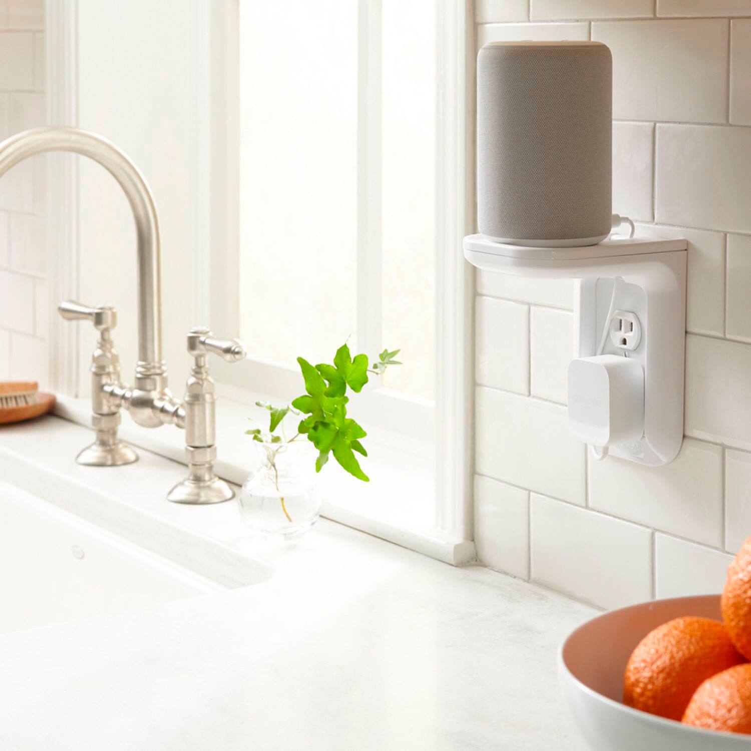 Alt View 12. Sanus - Small Device Outlet Speaker Mount - White.