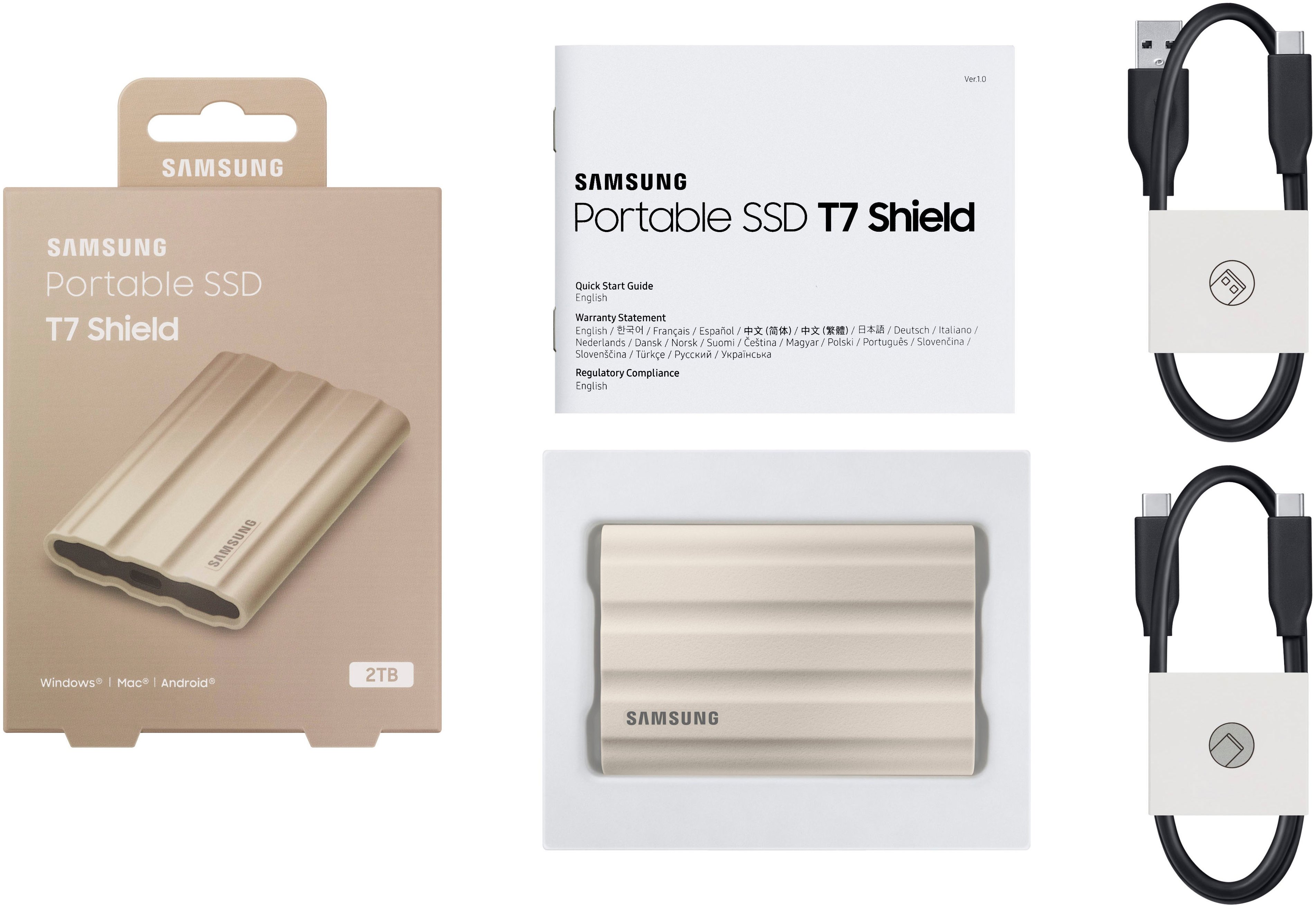 Samsung T7 Shield 2TB External USB 3.2 Gen 2 Rugged SSD IP65 Water  Resistant Beige MU-PE2T0K/AM - Best Buy