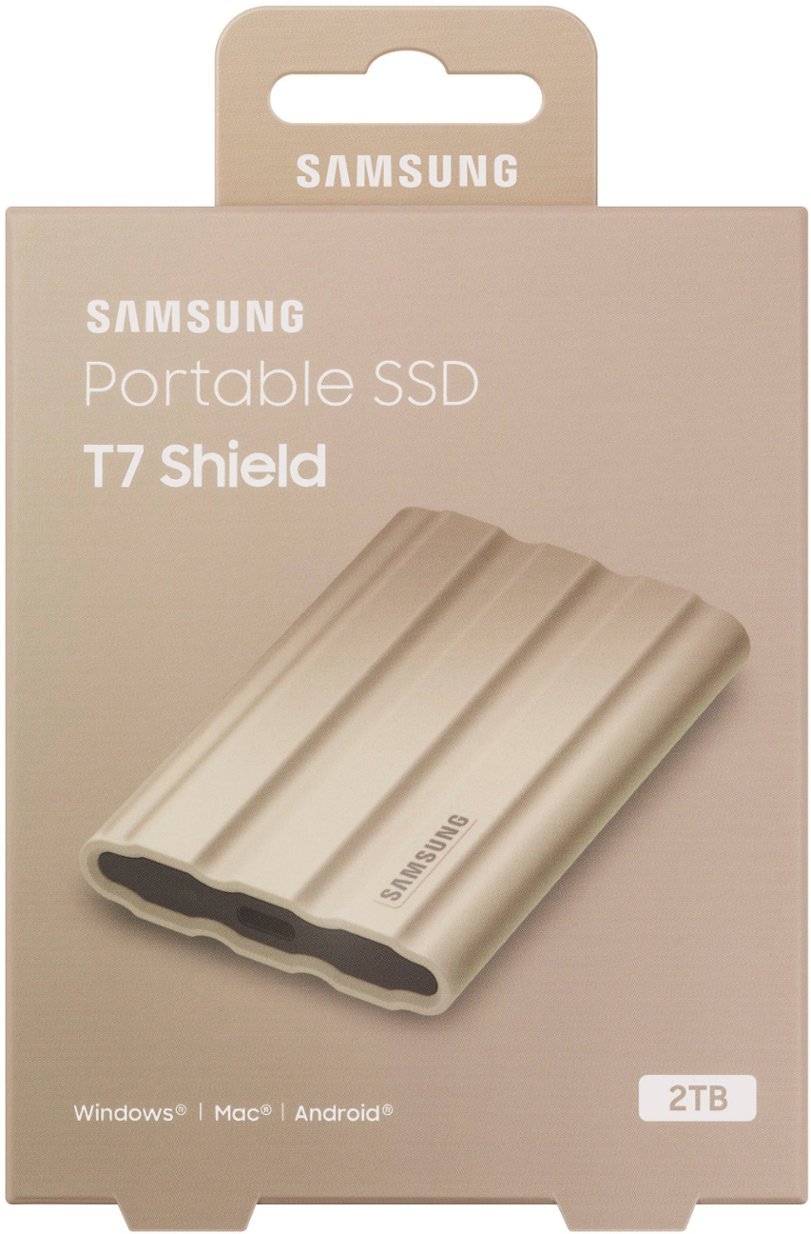 Zoom in on Alt View Zoom 16. Samsung - T7 Shield 2TB External USB 3.2 Gen 2 Rugged SSD IP65 Water Resistant - Beige.