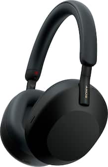 Front. Sony - WH1000XM5 Wireless Noise-Canceling Over-the-Ear Headphones - Black.