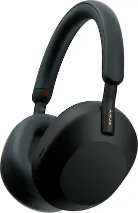 Front. Sony - WH1000XM5 Wireless Noise-Canceling Over-the-Ear Headphones - Black.