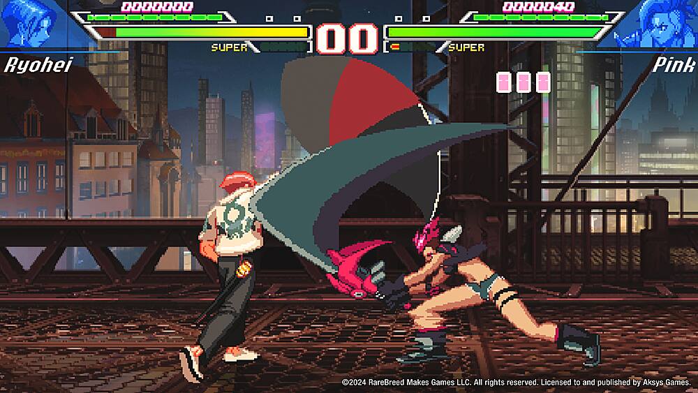 0000000 - SUPER Ryohei 00 0000040 - SUPER T T I Pink 2024 RareBreed Makes Games LLC. All rights reserved. Licensed to and published by Aksys Games.