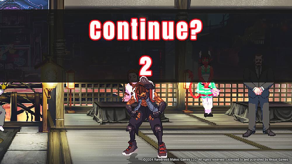 continue? 2 2024 RareBreed Makes Games LLC. All rights reserved. Licensed to and published by Aksys Games.