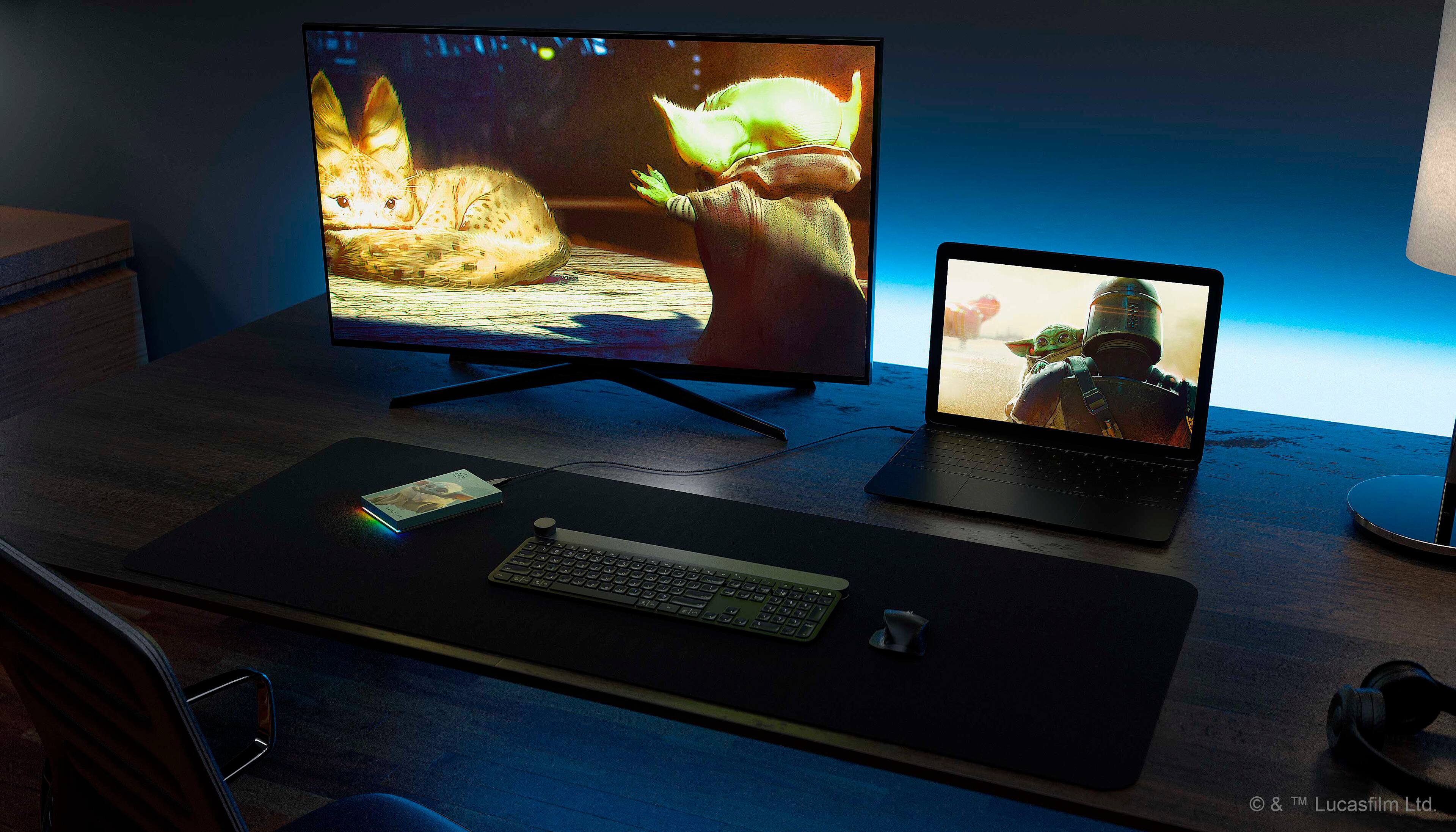 Alt View 16. Seagate - Grogu Drive SE FireCuda 2TB External USB 3.2 Gen 1 Hard Drive Officially-Licensed with Blue LED Lighting.