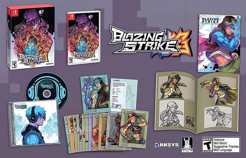 1. Blazing Strike: Teen RPG
2. Blazing Strike: Visual Works
3. Blazing Strike: Soundtrack
4. Blazing Strike: Art Book
5. Blazing Strike: Strategy Guide
6. Blazing Strike: Teen Oaksys
7. Blazing Strike: Teen Violence
8. Blazing Strike: Mild Blood
9. Blazing Strike: Mild Language
10. Blazing Strike: ESRB