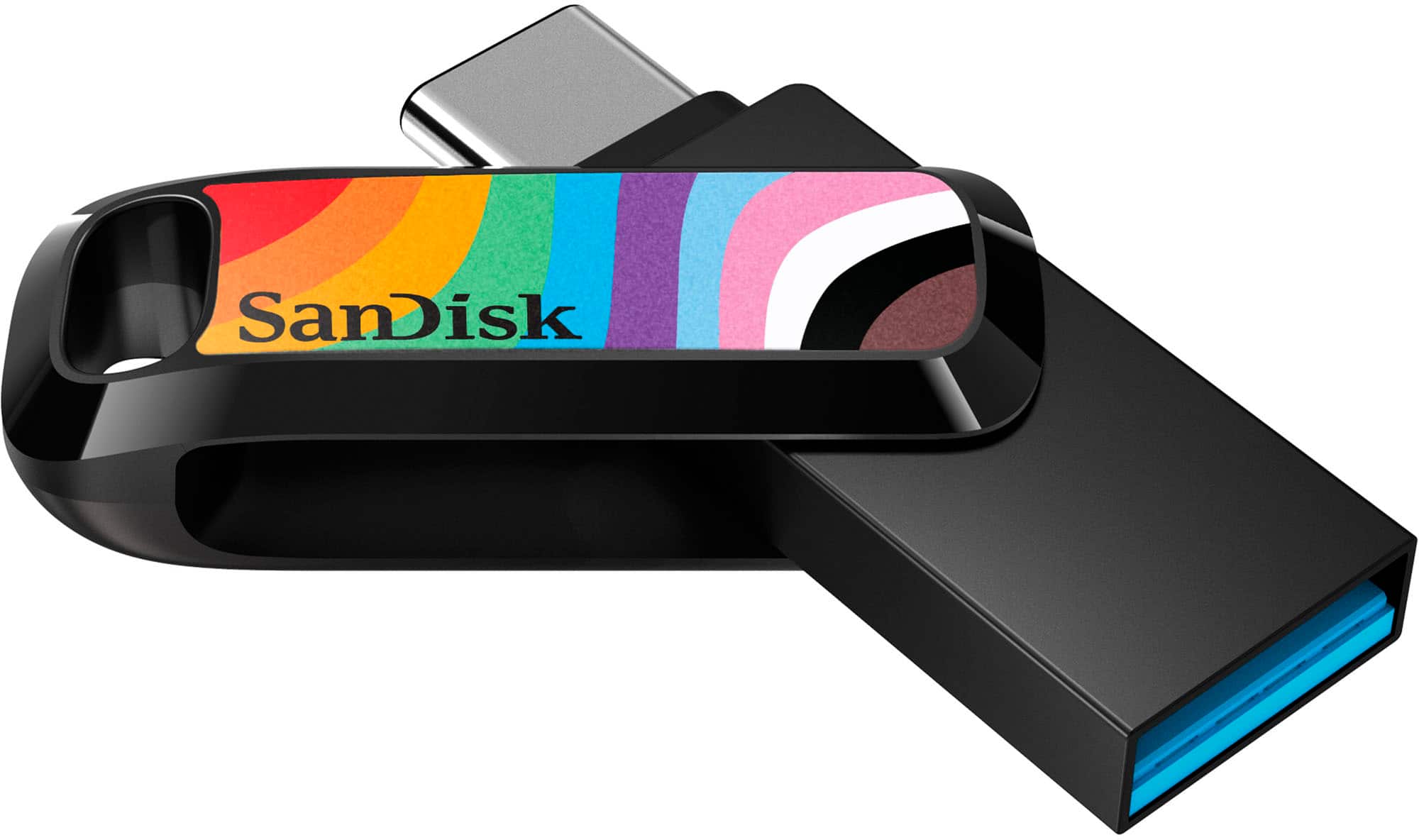 Alt View 11. SanDisk - Ultra Dual Drive Go Rainbow Pride Edition 128GB USB Type-A/USB Type-C Flash Drive - Rainbow.