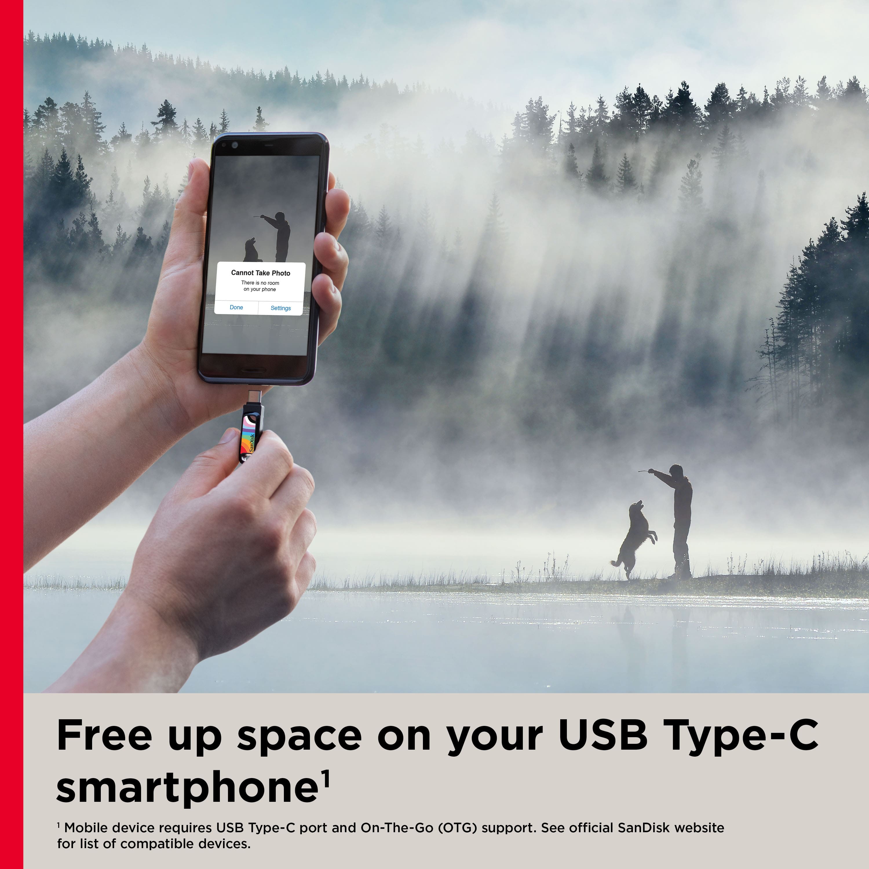 Free up space on your USB Type-C smartphone. Mobile device requires USB Type-C port and On-The-Go (OTG) support. See official SanDisk website for list of compatible devices.