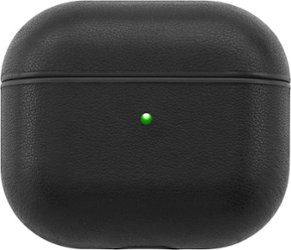 Insignia™ - Magnetic Leather Case for Apple AirPods (3rd Generation) - Black - Front_Zoom