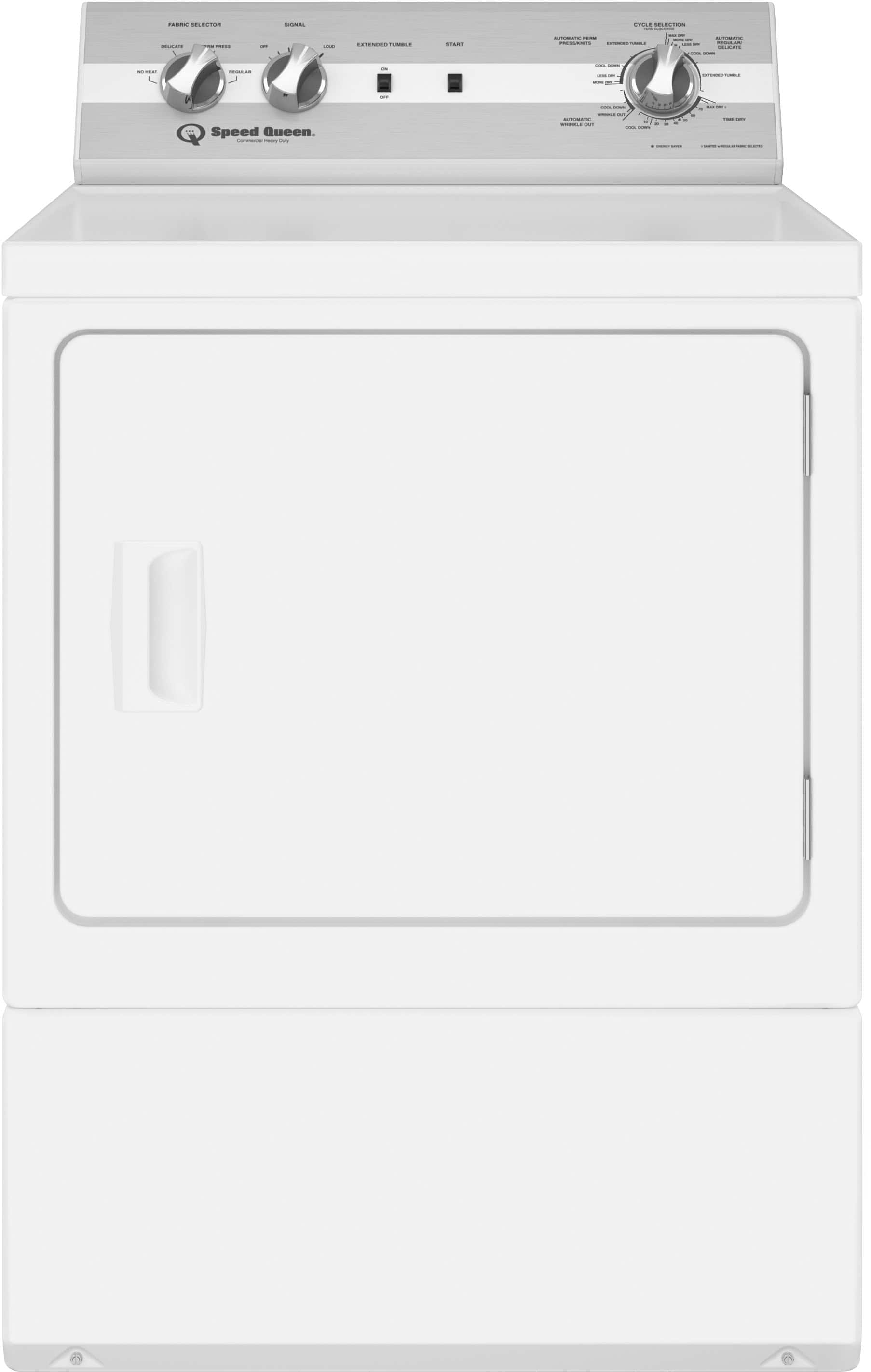 Front. Speed Queen - DC5 Sanitizing Electric Dryer - White.