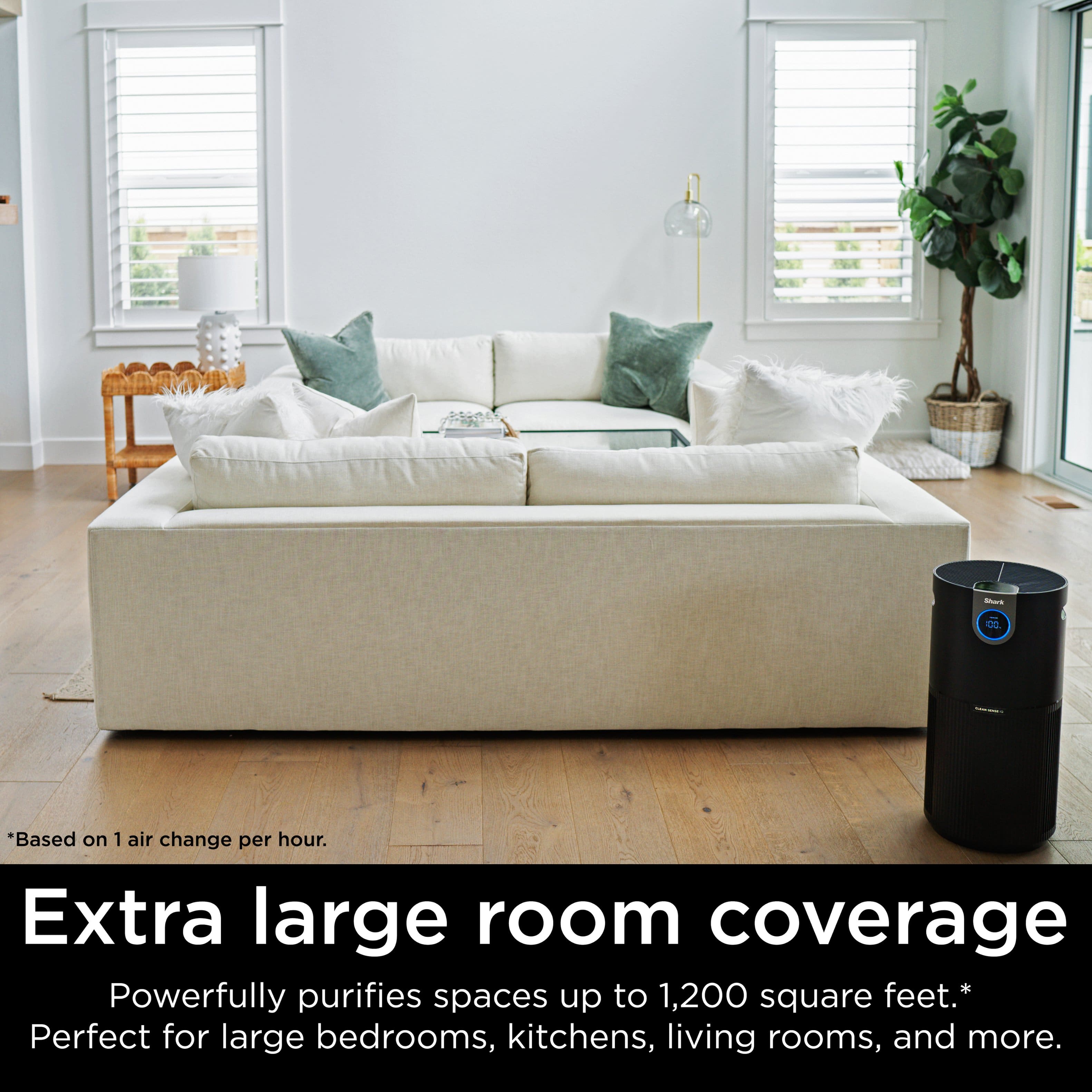 Extra Large Room Coverage: Powerfully purifies spaces up to 1,200 square feet. Perfect for large bedrooms, kitchens, living rooms, and more. Based on 1 air change per hour.