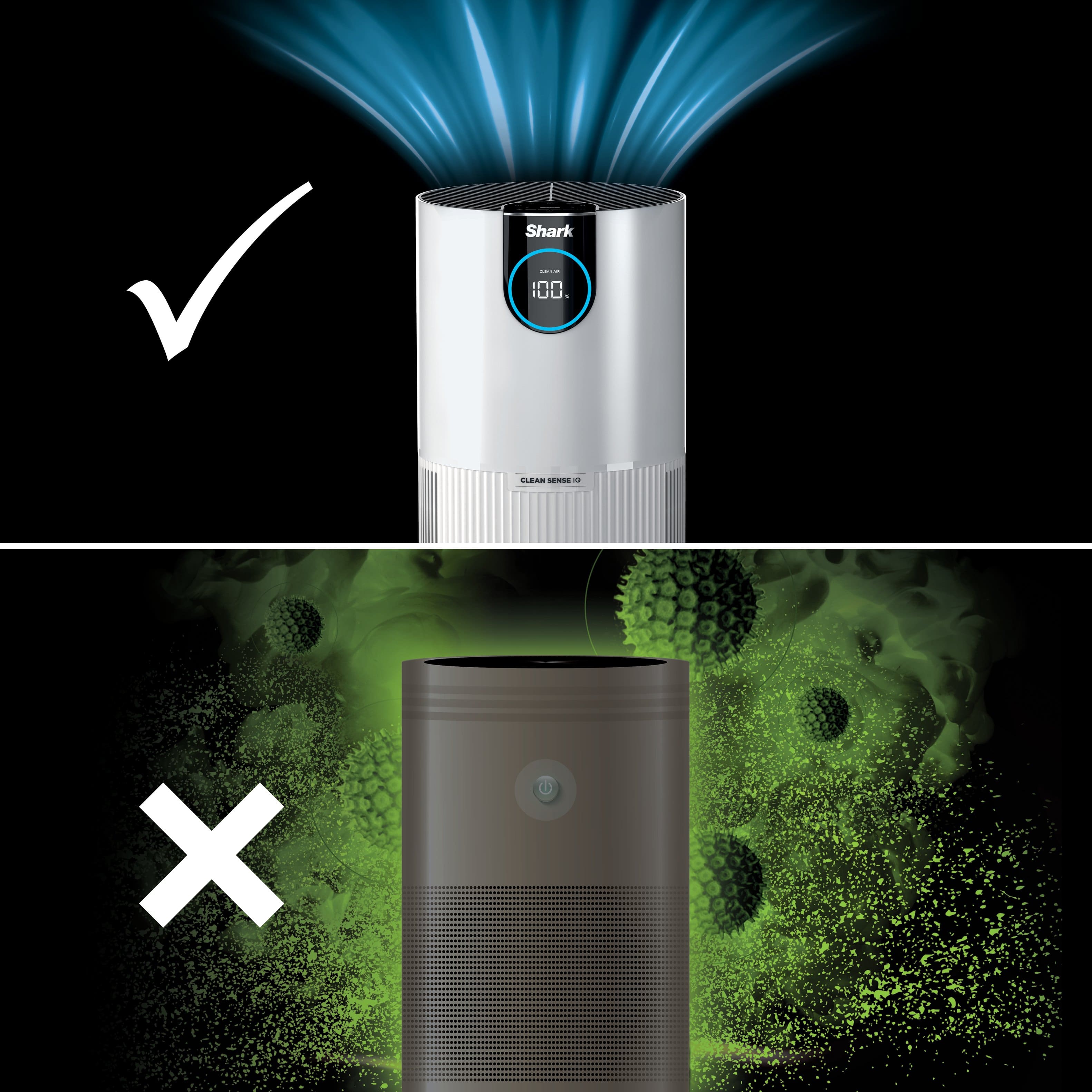 Alt View 24. Shark - Clean Sense Air Purifier 500, Clean Sense IQ, NanoSeal True HEPA, 500 sq. ft., Filters 99.9% of allergens, Pro Odor Lock - White.