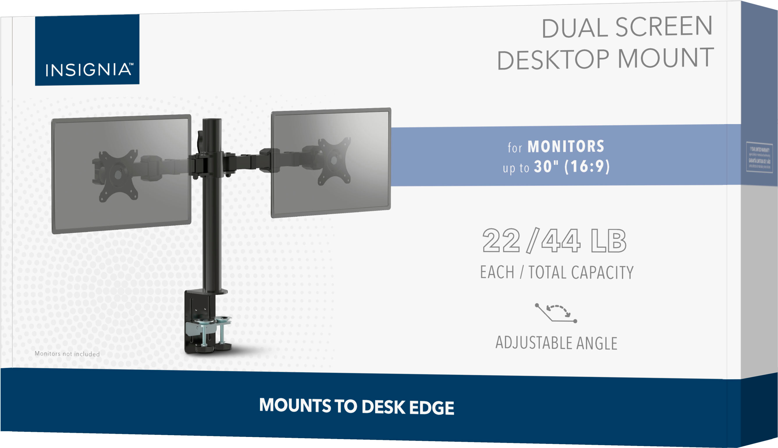 Insignia Dual Screen Desktop Mount for Monitors - Black - 30 in