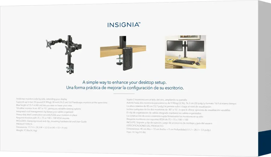 Insignia™ Dual Screen Desktop Mount for Monitors up to 30