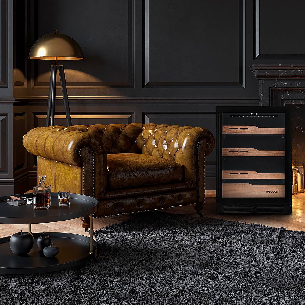 Alt View 11. NewAir - 1500 Count Cigar Humidor with Built-in Humidification System and Opti-Temp Heating & Cooling Function - Black.