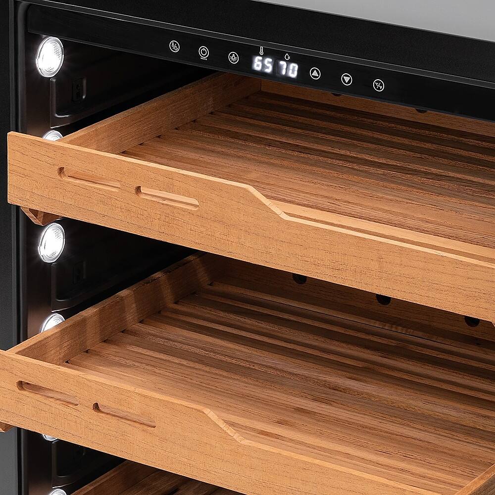 Alt View 12. NewAir - 1500 Count Cigar Humidor with Built-in Humidification System and Opti-Temp Heating & Cooling Function - Black.