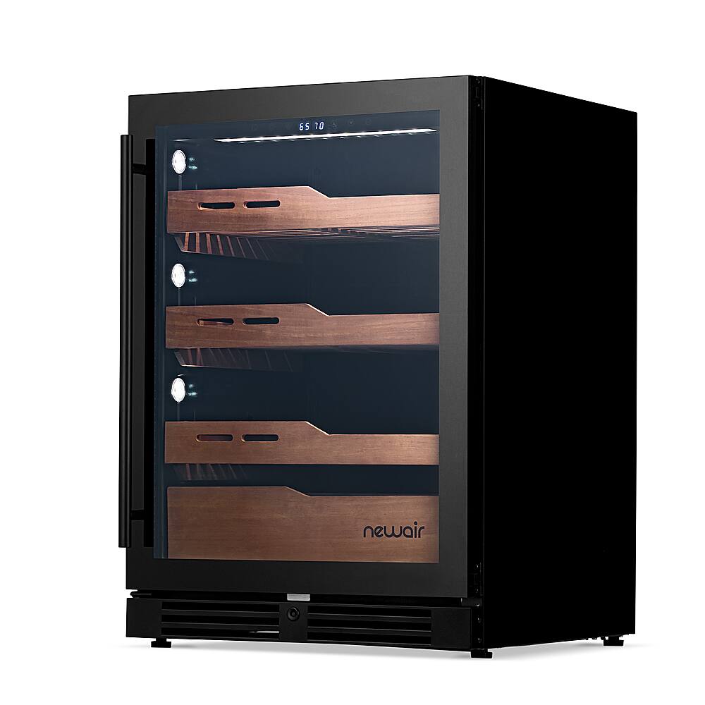 Alt View 16. NewAir - 1500 Count Cigar Humidor with Built-in Humidification System and Opti-Temp Heating & Cooling Function - Black.