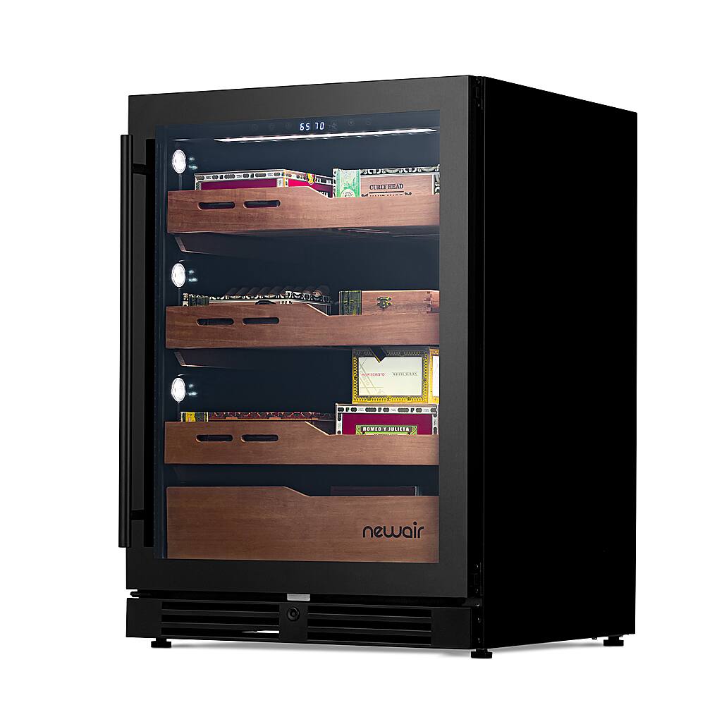 Alt View 17. NewAir - 1500 Count Cigar Humidor with Built-in Humidification System and Opti-Temp Heating & Cooling Function - Black.