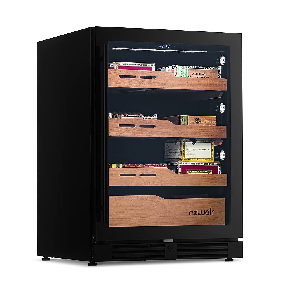 Alt View 21. NewAir - 1500 Count Cigar Humidor with Built-in Humidification System and Opti-Temp Heating & Cooling Function - Black.