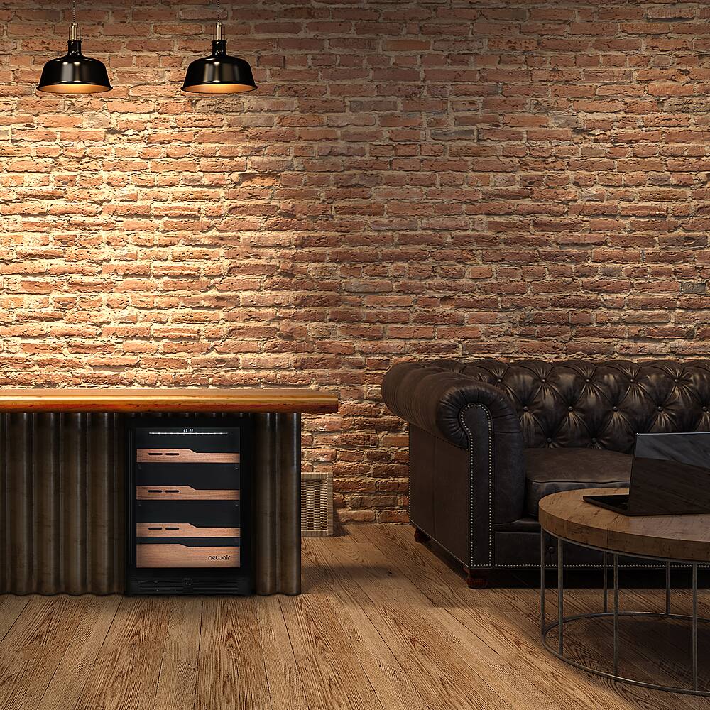 Left. NewAir - 1500 Count Cigar Humidor with Built-in Humidification System and Opti-Temp Heating & Cooling Function - Black.