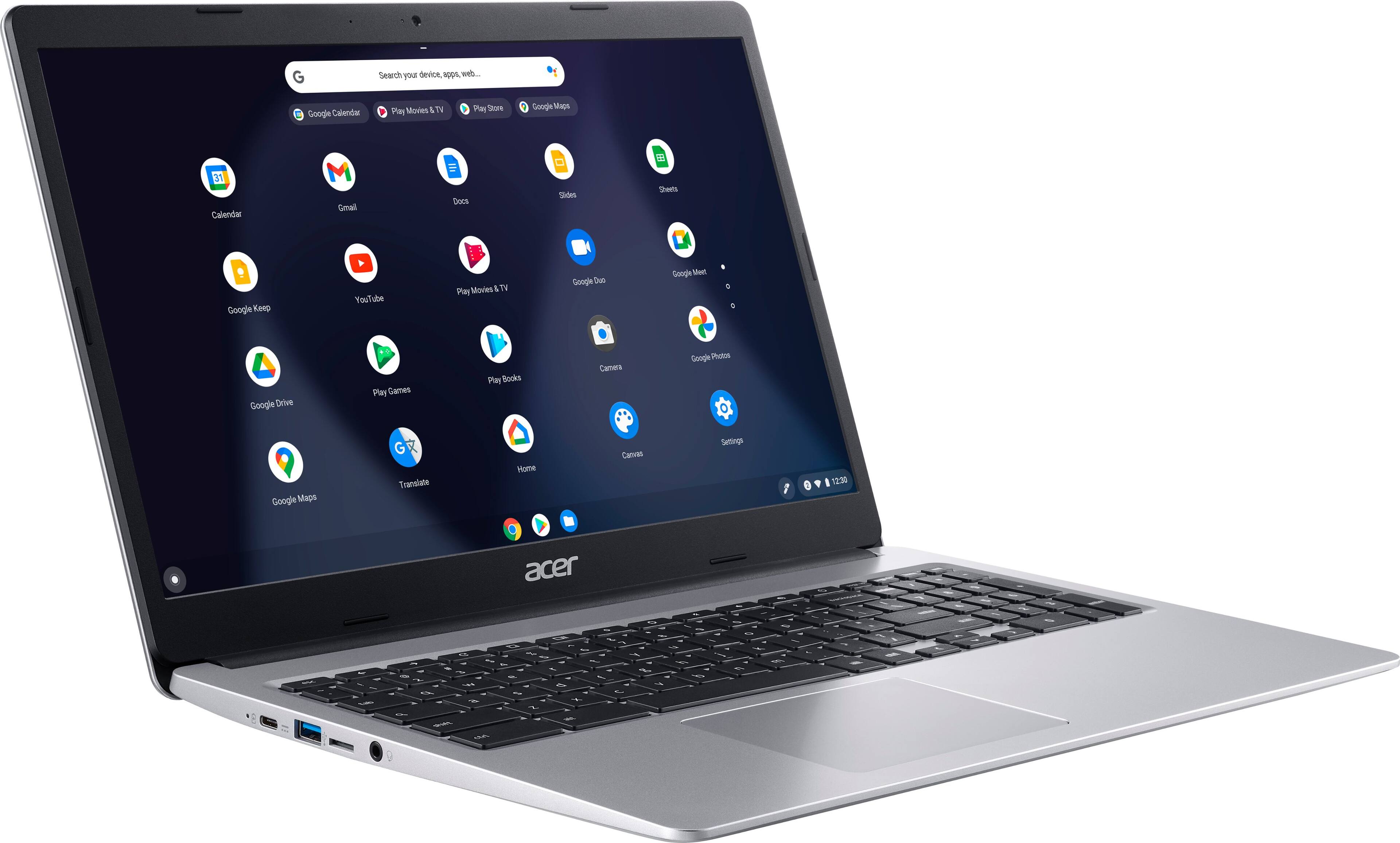 Angle. Acer - Chromebook 315-15.6’’ HD Laptop- Intel Celeron N4000 - 4GB LPDDR4- 32GB eMMC.