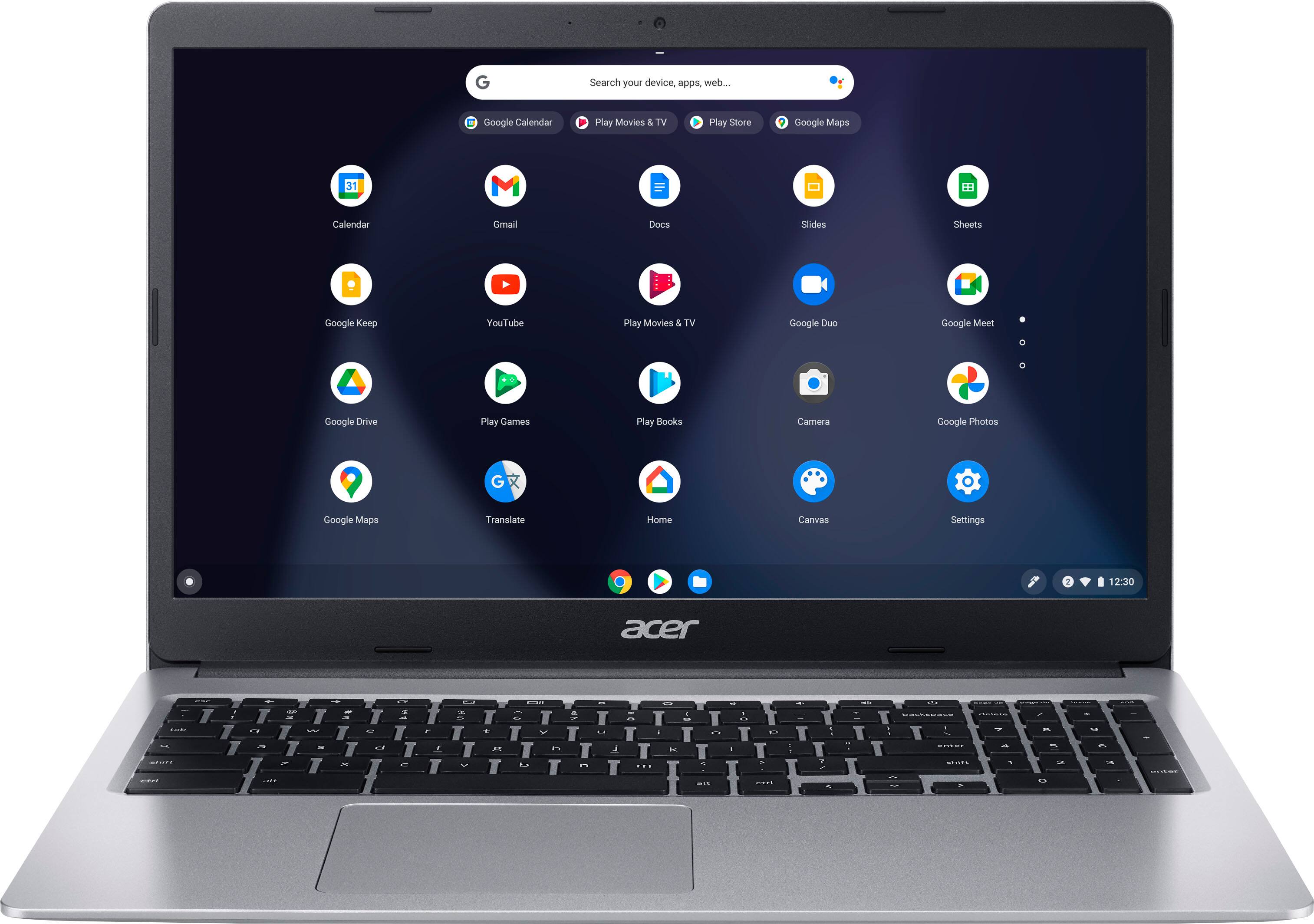 Front. Acer - Chromebook 315-15.6’’ HD Laptop- Intel Celeron N4000 - 4GB LPDDR4- 32GB eMMC.
