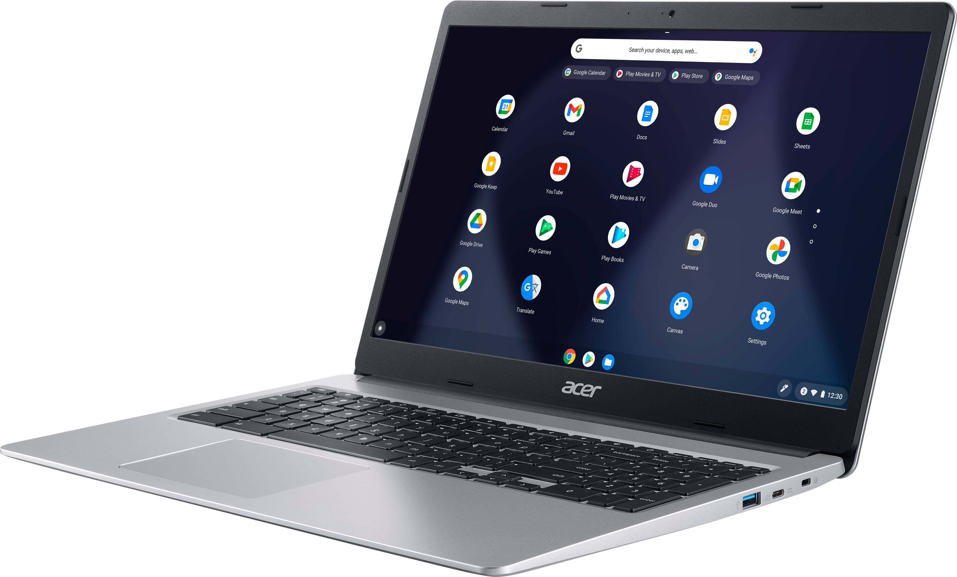 Left. Acer - Chromebook 315-15.6’’ HD Laptop- Intel Celeron N4000 - 4GB LPDDR4- 32GB eMMC.