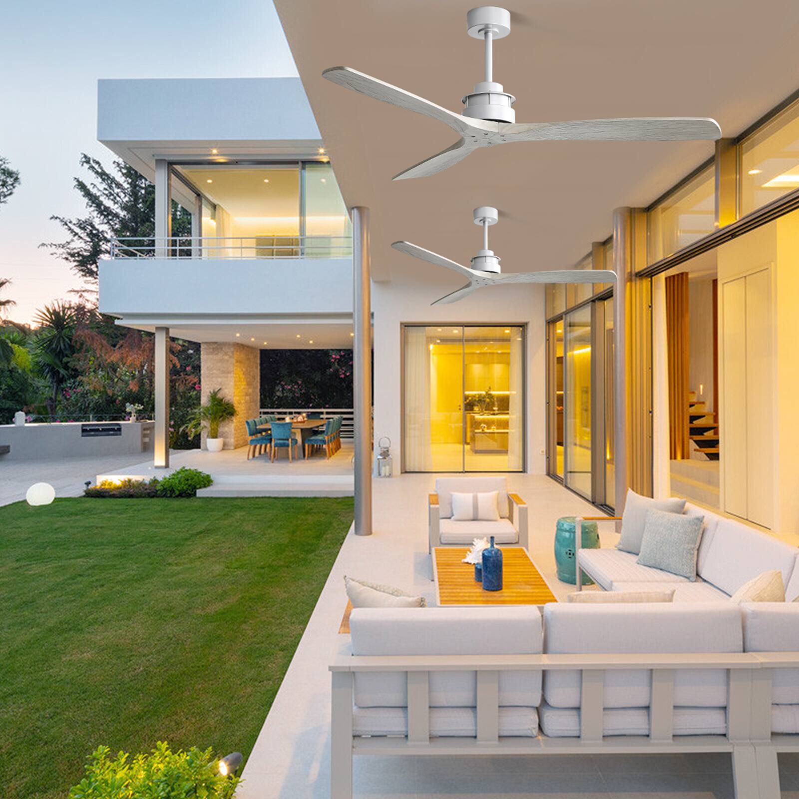 Alt View 1. Sofucor - 60 Inch Ceiling Fan No Light Modern Solid Wood Ceiling Fan with Remote High Airflow Quiet Reversible DC Motor 6 Speeds - Silver.