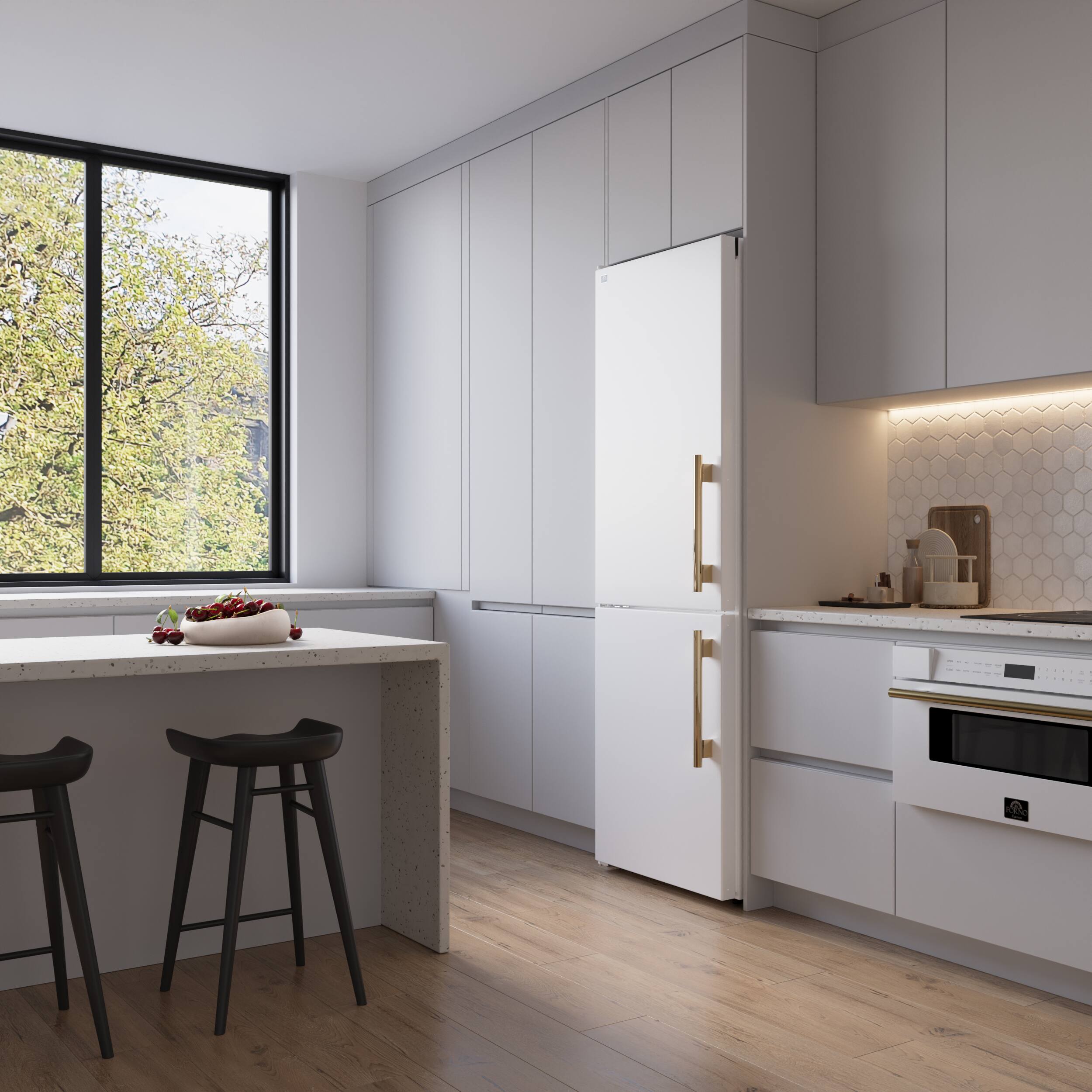 Alt View 10. Forno Appliances - Custodia 10.3 Cu. Ft. 24" Counter-Depth Bottom Freezer Refrigerator with Left-Hinge Door and Total No Frost - White - White.