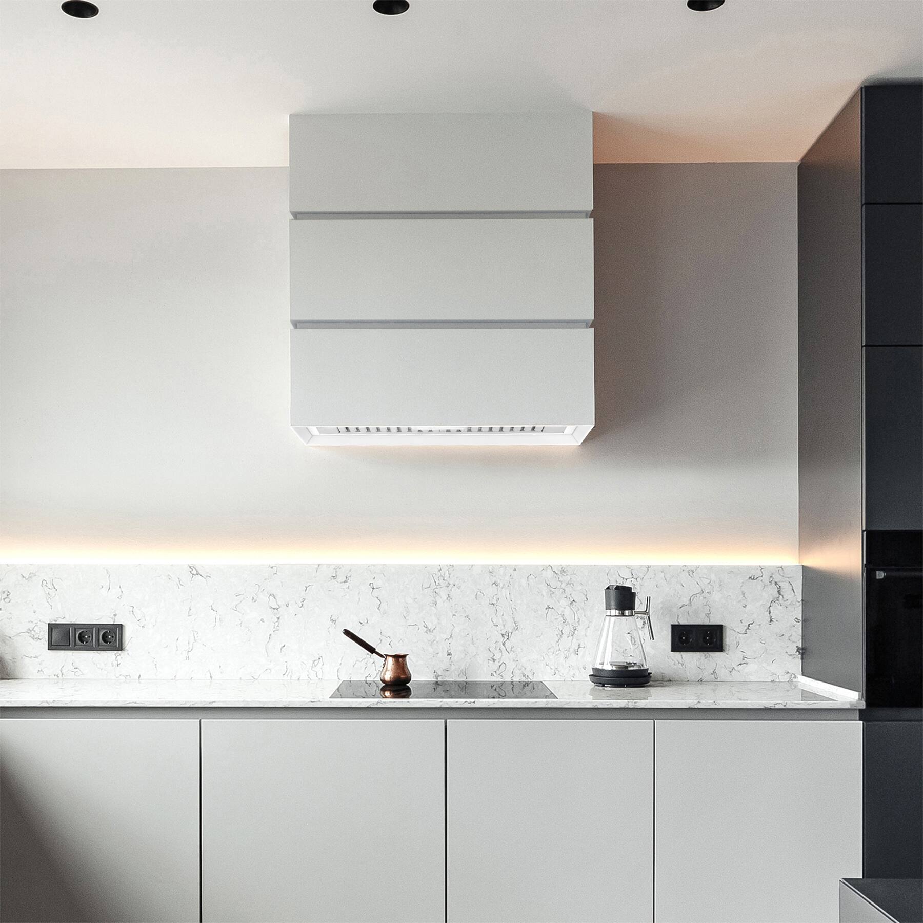 Alt View 7. Akicon - Akicon 30" Stainless Steel Wall Mount Range Hood, 3 Stacks Kitchen Hood with 600 CFM Vent Motor - White.