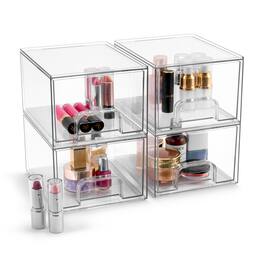 Sorbus - 4 Pack Pull-Out Drawer Containers (4.4'' Tall) - Clear