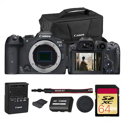 Canon EOS R7
Canon LP-EEP
Canon SD XC 64GB