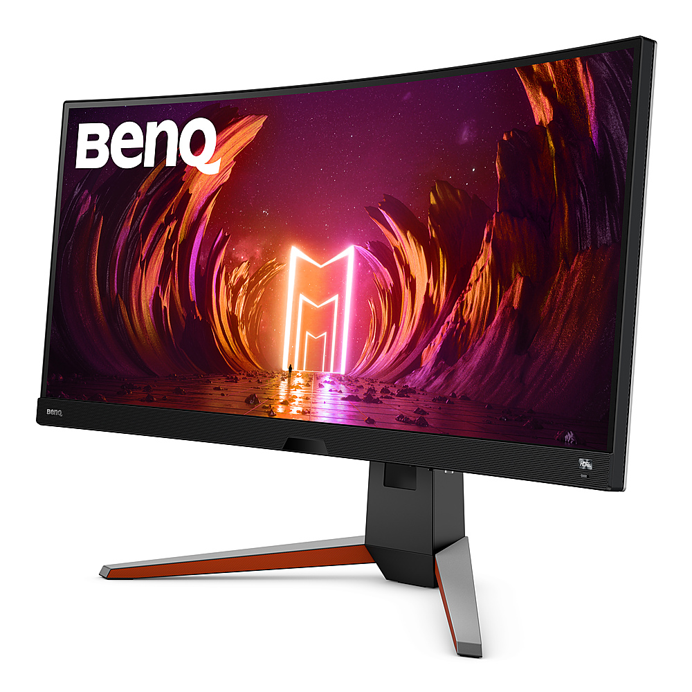 Angle View: BenQ MOBIUZ EX3415R IPS LED Curved WQHD FreeSync Gaming Monitor - Silver