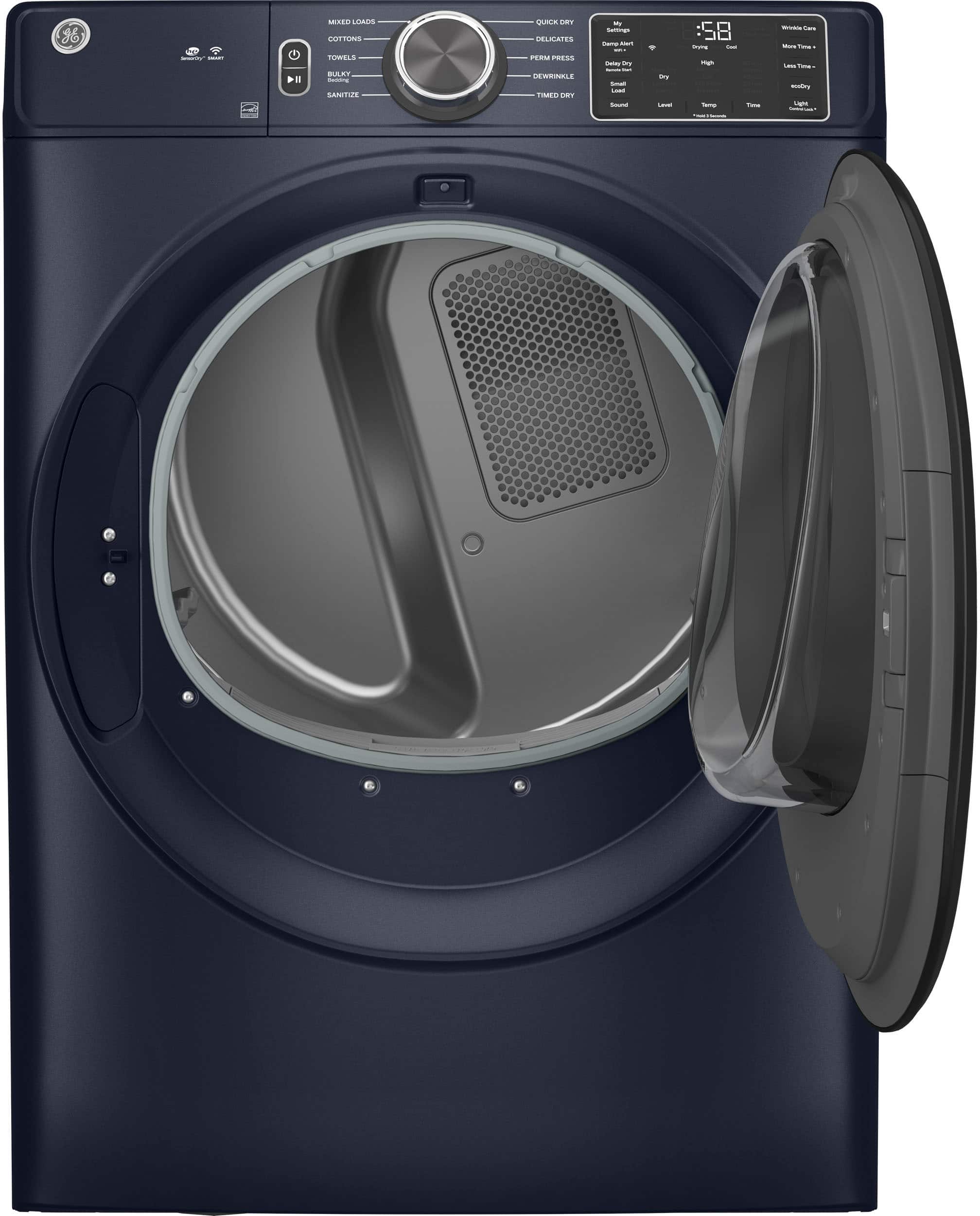 Alt View 11. GE - 7.8 Cu. Ft. Smart Electric Dryer with Sanitize Cycle - Sapphire Blue.