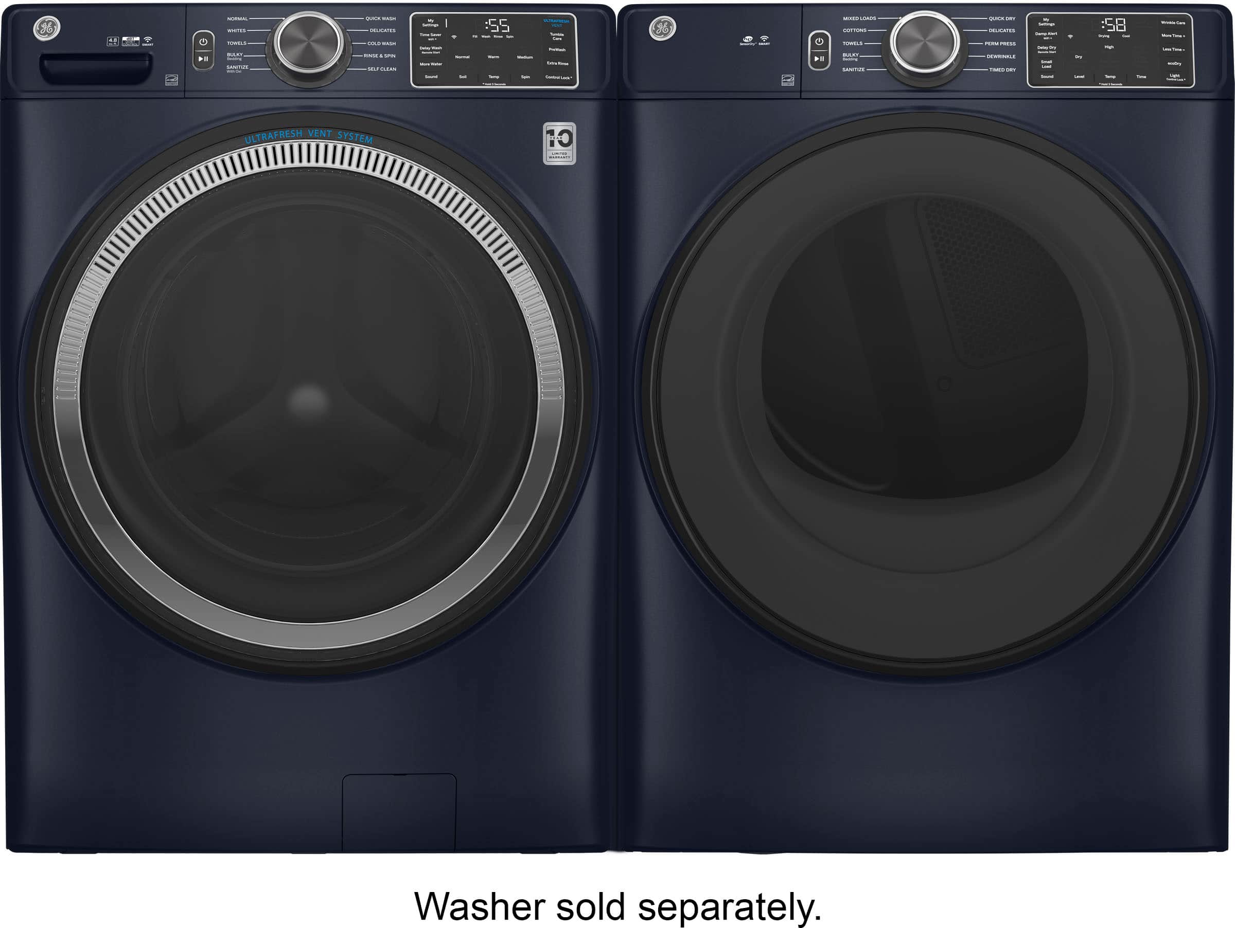 Alt View 13. GE - 7.8 Cu. Ft. Smart Electric Dryer with Sanitize Cycle - Sapphire Blue.