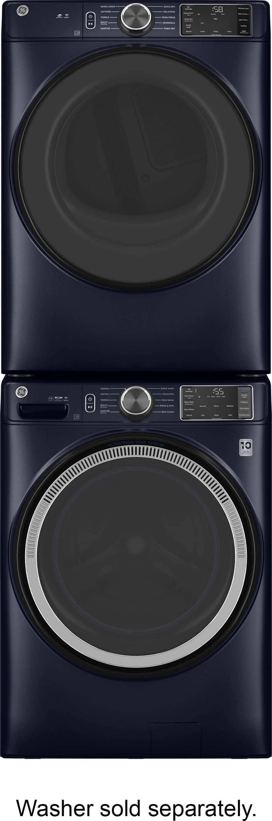 Alt View 2. GE - 7.8 Cu. Ft. Smart Electric Dryer with Sanitize Cycle - Sapphire Blue.