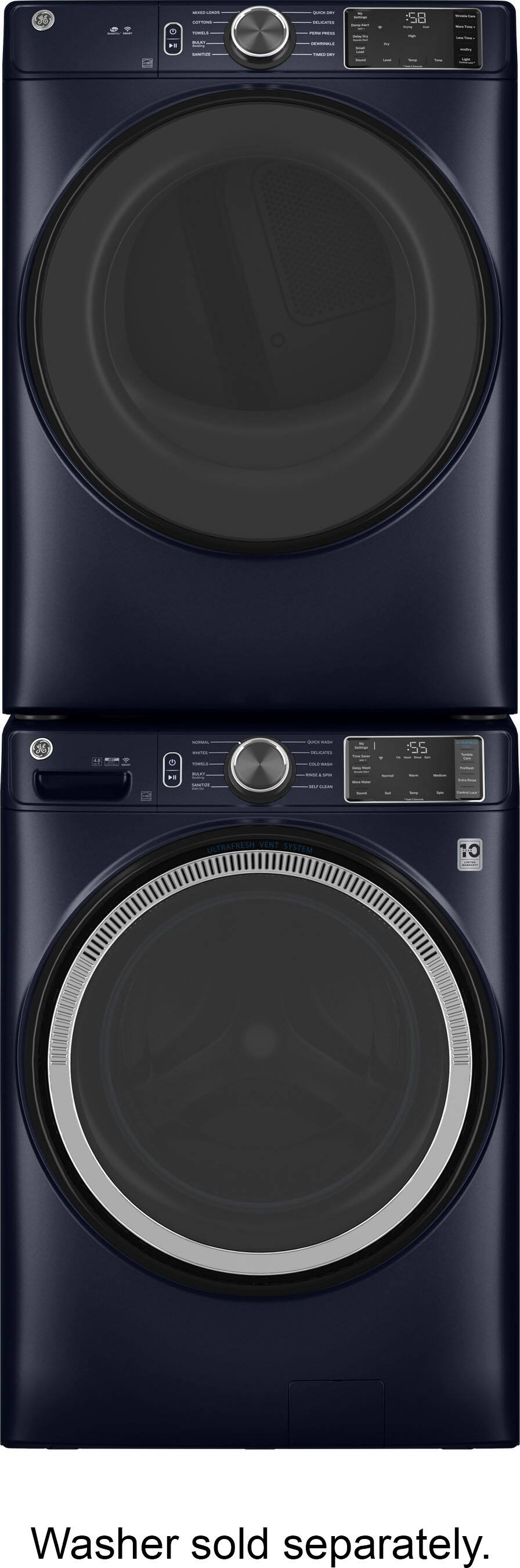 Alt View 14. GE - 7.6 Cu. Ft. Smart Gas Dryer with Sanitize Cycle - Sapphire Blue.