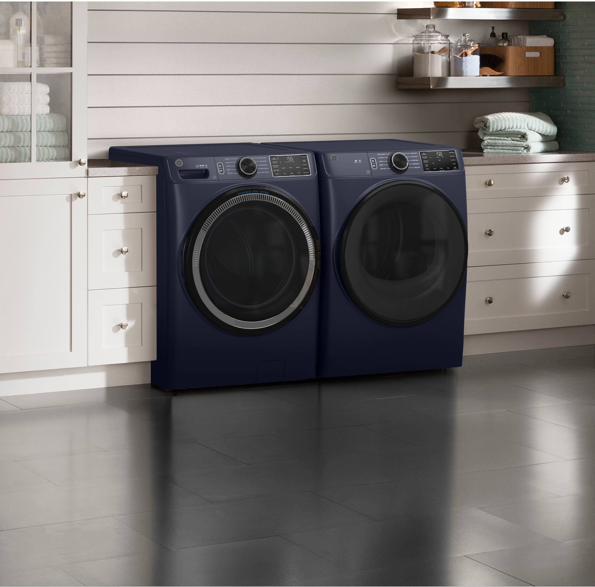 Alt View 15. GE - 7.6 Cu. Ft. Smart Gas Dryer with Sanitize Cycle - Sapphire Blue.