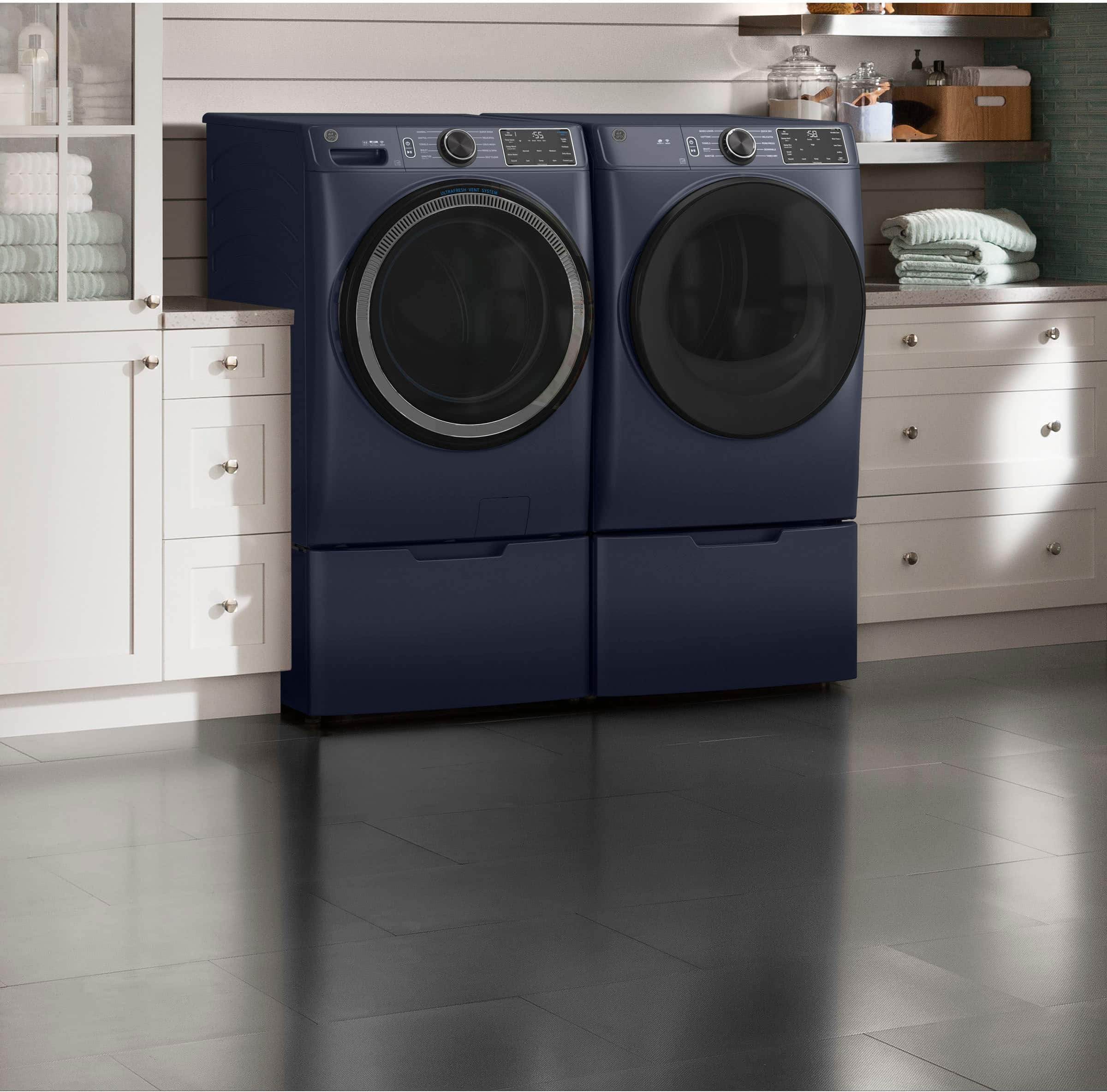 Alt View 16. GE - 7.6 Cu. Ft. Smart Gas Dryer with Sanitize Cycle - Sapphire Blue.
