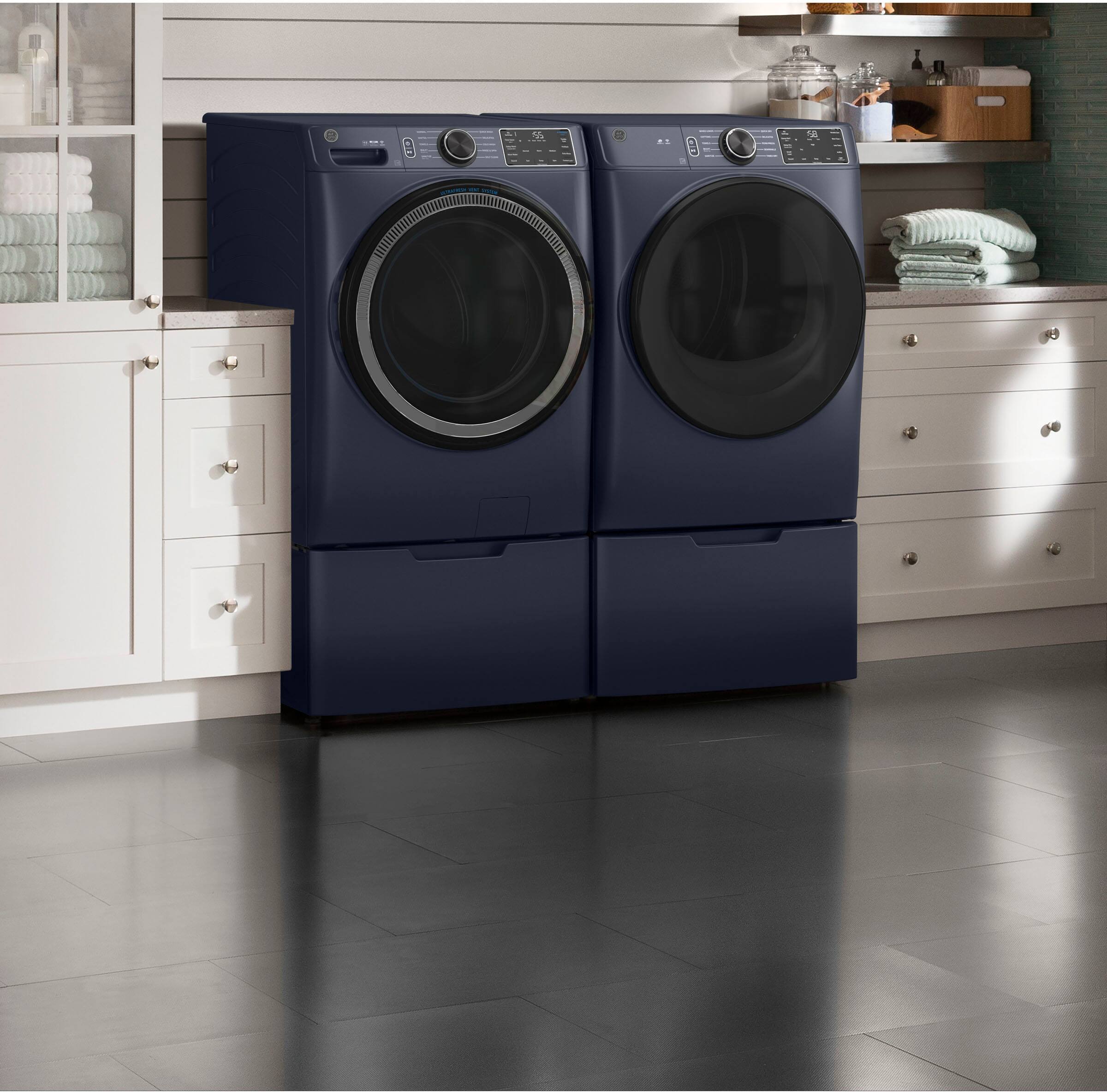 Alt View 16. GE - 7.6 Cu. Ft. Smart Gas Dryer with Sanitize Cycle - Sapphire Blue.