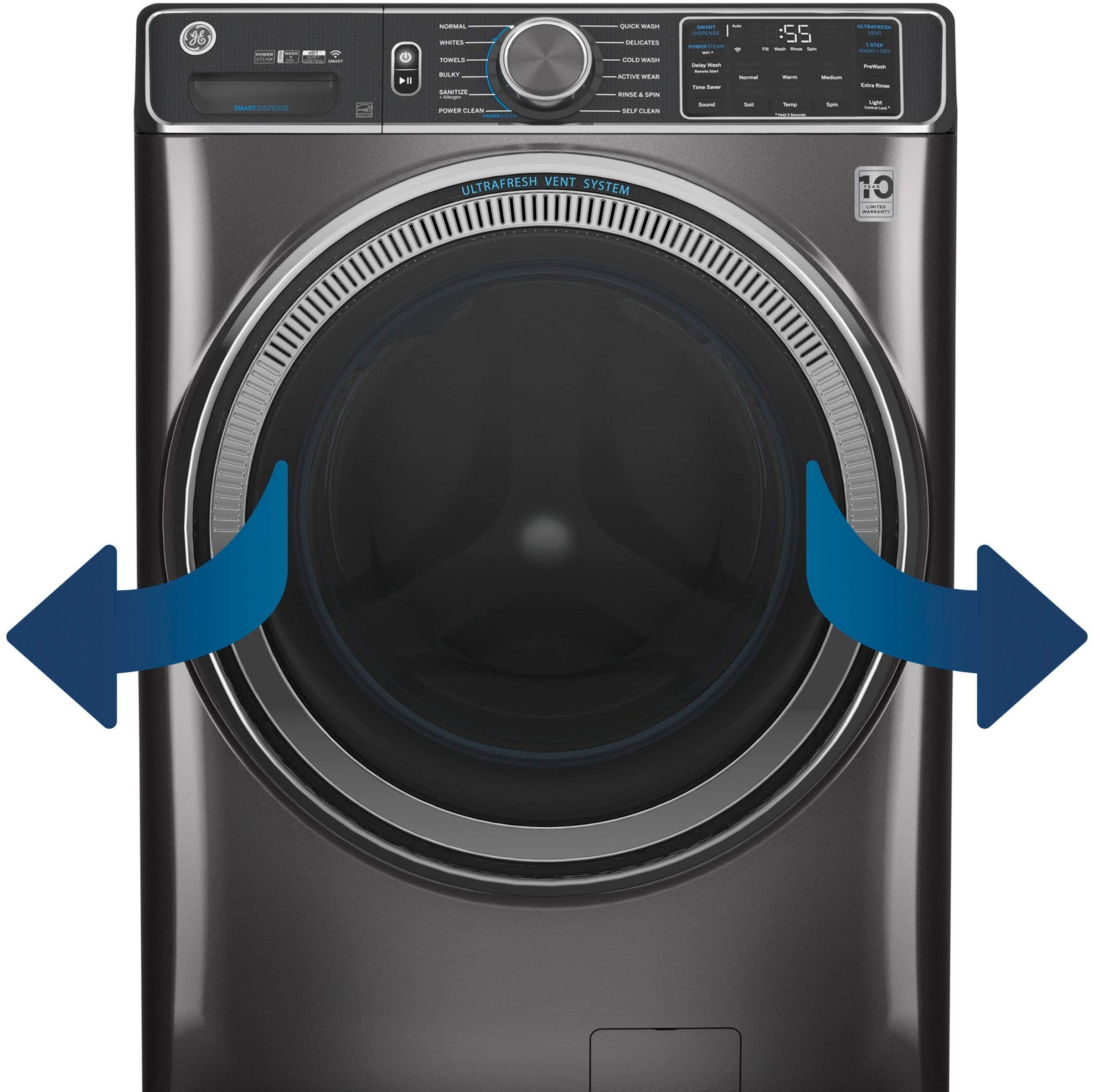 Alt View 17. GE - 7.6 Cu. Ft. Smart Gas Dryer with Sanitize Cycle - Sapphire Blue.