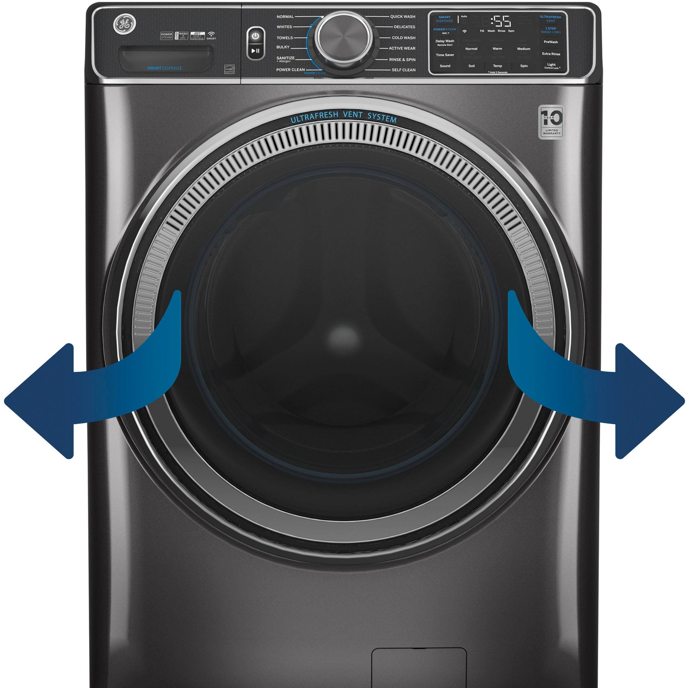 Alt View 17. GE - 7.6 Cu. Ft. Smart Gas Dryer with Sanitize Cycle - Sapphire Blue.