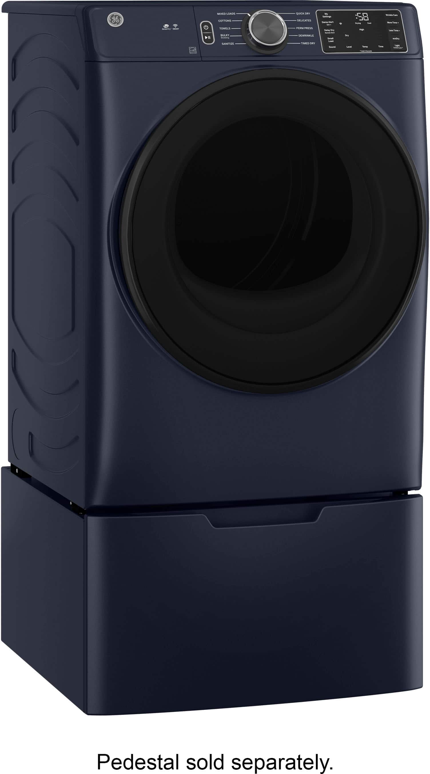 Alt View 2. GE - 7.6 Cu. Ft. Smart Gas Dryer with Sanitize Cycle - Sapphire Blue.