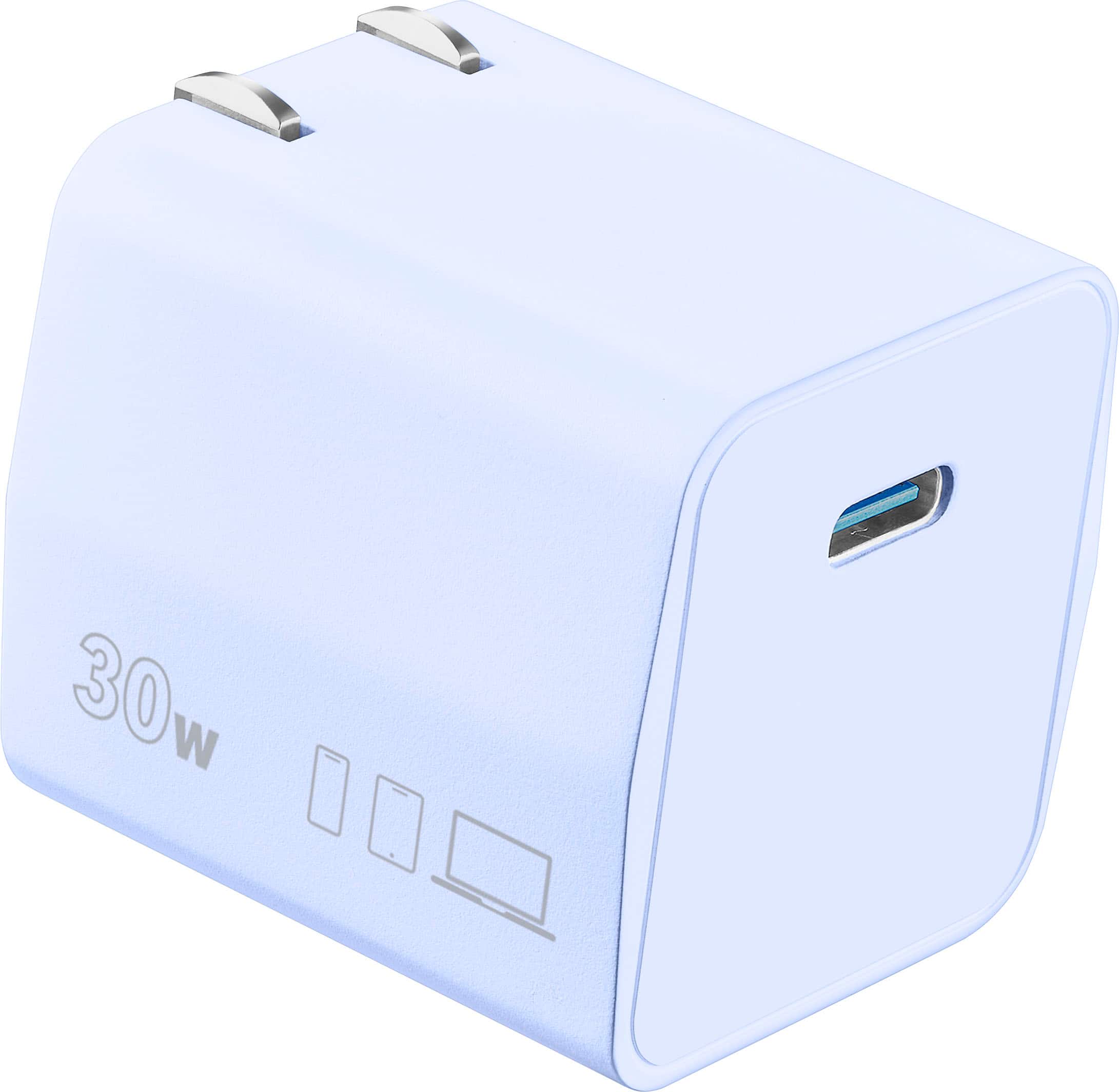 Front. Insignia™ - 30W USB-C Compact Wall Charger for MacBook Air, iPad and More - Light Purple.