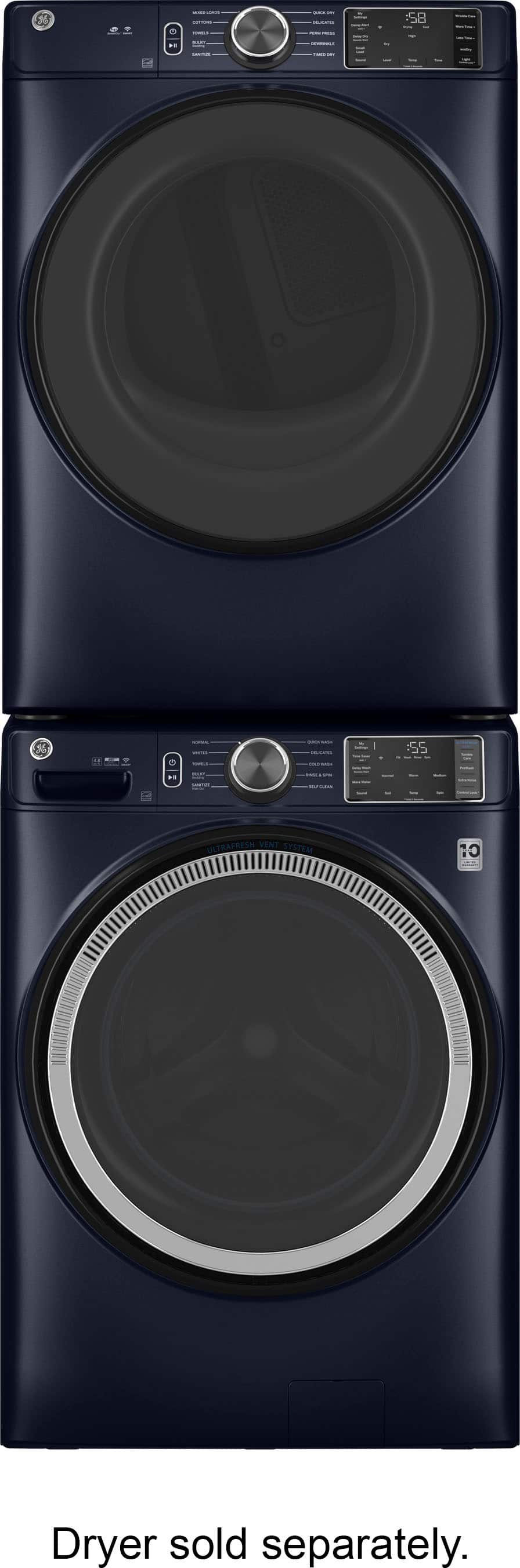 Alt View 12. GE - 4.8 Cu Ft High-Efficiency Stackable Smart Front Load Washer w/UltraFresh Vent System & Microban Antimicrobial Technology - Sapphire Blue.