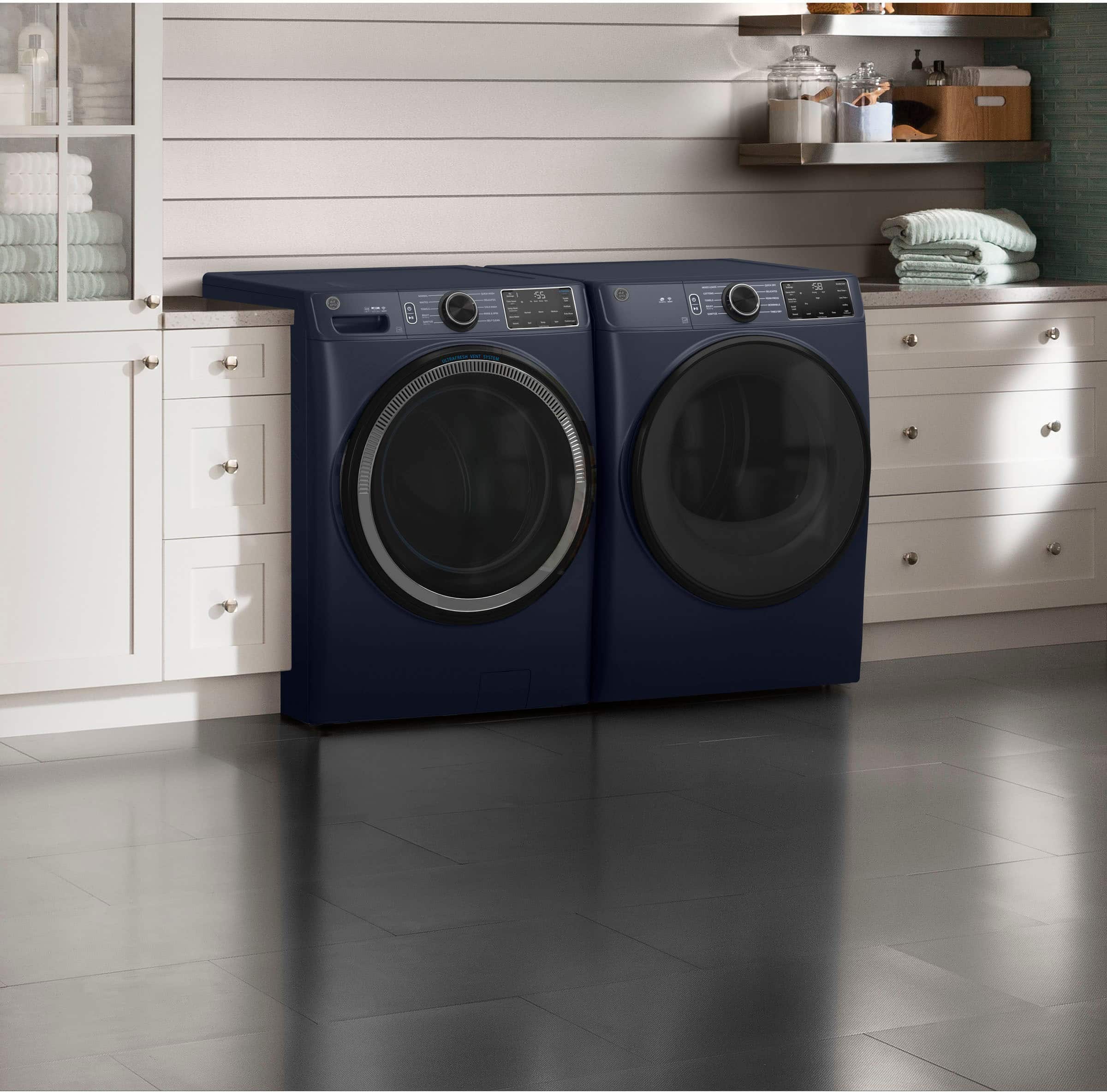 Alt View 13. GE - 4.8 Cu Ft High-Efficiency Stackable Smart Front Load Washer w/UltraFresh Vent System & Microban Antimicrobial Technology - Sapphire Blue.