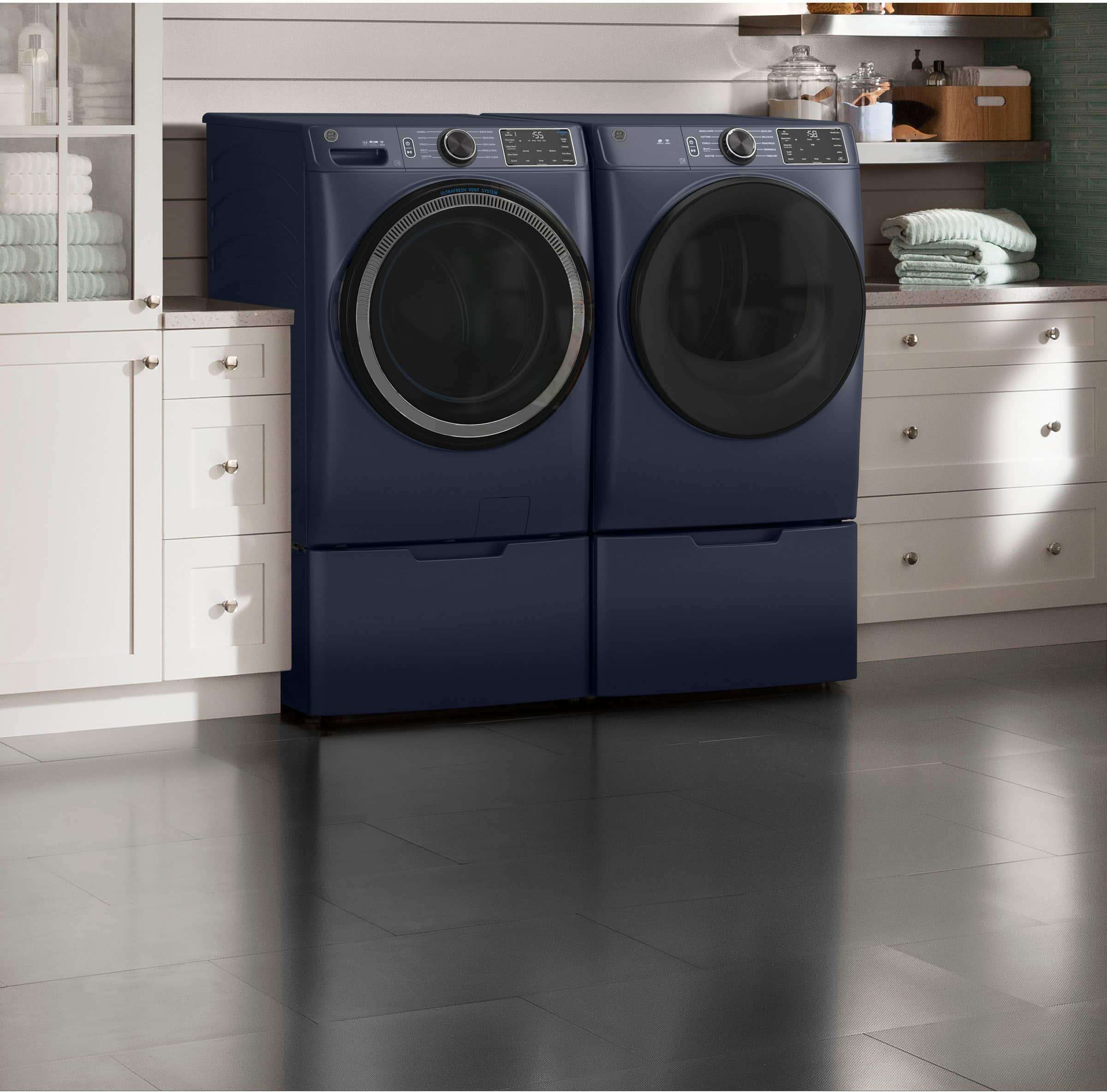 Alt View 14. GE - 4.8 Cu Ft High-Efficiency Stackable Smart Front Load Washer w/UltraFresh Vent System & Microban Antimicrobial Technology - Sapphire Blue.