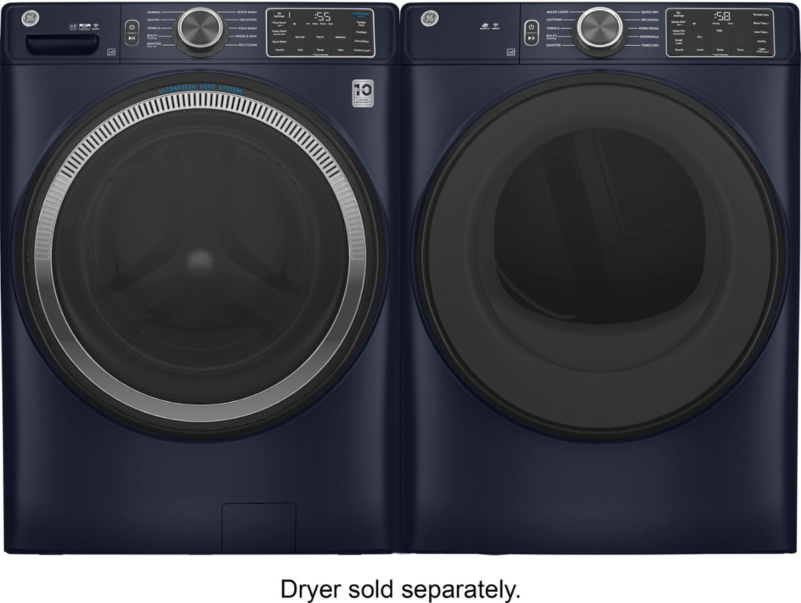 Zoom in on Alt View Zoom 4. GE - 4.8 Cu Ft High-Efficiency Stackable Smart Front Load Washer w/UltraFresh Vent System & Microban Antimicrobial Technology - Sapphire Blue.